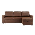 Canap d'angle convertible 3 / 4 places en sudine marron