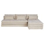 Canap d'angle convertible 3 / 4 places en tissu recycl beige