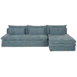 Canapé d'angle convertible 3 / 4 places en tissu recyclé bleu canard Canapé d'angle convertible 3 / 4 places en tissu recyclé bleu canard