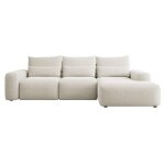 Canap� d'angle convertible 3 places en tissu chenille cr�me