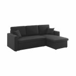 Canapé d'angle convertible 3 places en tissu noir avec coffre Canapé d'angle convertible 3 places en tissu noir avec coffre