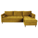 Canap d'angle convertible 4 / 5 places en velours jaune
