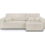 Canapé d'angle convertible 4 places avec coffre, velours côtelé beige Canapé d'angle convertible 4 places avec coffre, velours côtelé beige