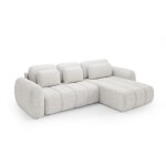 Canap� d angle convertible 4 places en tissu blanc cass�