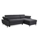 Canap d'angle convertible 4 places en tissu gris fonc