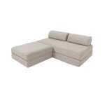 Canap d'angle convertible 4 places en tissu impermable gris