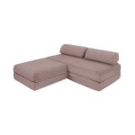 Canap d'angle convertible 4 places en tissu lisse rose
