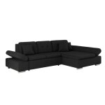 Canap� d'angle convertible 4 places en tissu noir