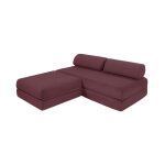 Canap d'angle convertible 4 places en tissu rouge