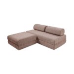 Canap d'angle convertible 4 places en tweed rouge