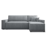 Canapé d'angle convertible 4 places velours côtelé gris clair Canapé d'angle convertible 4 places velours côtelé gris clair