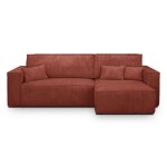 Canap d'angle convertible 4 places en velours ctel rouille