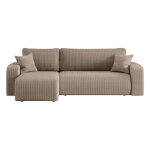 Canapé d'angle convertible 4 places en velours côtelé taupe Canapé d'angle convertible 4 places en velours côtelé taupe