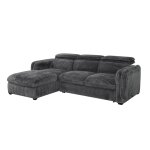 Canapé d'angle convertible 4 places en velours gris Canapé d'angle convertible 4 places en velours gris