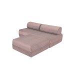 Canap d'angle convertible 4 places en velours rose