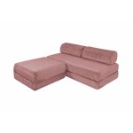 Canap d'angle convertible 4 places en velours rose