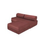 Canap d'angle convertible 4 places en velours rouge
