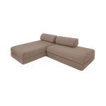 Canap� d'angle convertible 5 places en tissu marron