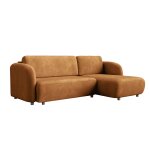 Canap� d'angle convertible 5 places en tissu orange