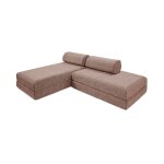 Canap d'angle convertible 5 places en tweed rouge