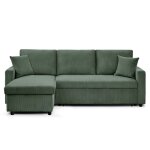 Canapé d'angle convertible 5 places en velours côtelé vert Canapé d'angle convertible 5 places en velours côtelé vert