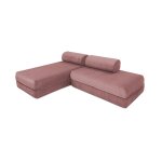 Canap d'angle convertible 5 places en velours rose