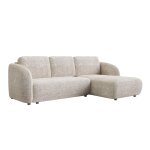 Canap d'angle convertible 6 places en tissu beige