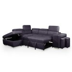 Canap d'angle convertible 6 places en tissu gris