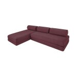 Canap d'angle convertible 6 places en tissu rouge