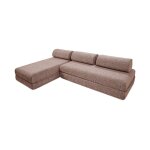 Canap d'angle convertible 6 places en tweed rouge