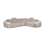 Canap� d'angle convertible 6 places en velours beige, blanc
