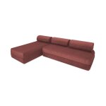 Canap d'angle convertible 6 places en velours rouge