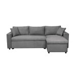 Canapé d'angle convertible coffre marron en microfibre - gris Canapé d'angle convertible coffre marron en microfibre - gris