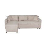 Canap� d'angle convertible coffre marron en tissu - beige