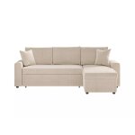 Canap d'angle convertible coffre marron en velours ctel - cru