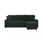 Canap d'angle convertible coffre marron en velours ctel - vert