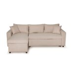 Canap� d'angle convertible coffre noir en tissu - beige