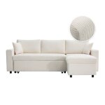 Canap d'angle convertible coffre noir en velours ctel - cru