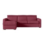Canap d'angle convertible couchage 140x190cm en tissu bordeaux