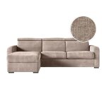 Canap d'angle convertible couchage 140x190cm en tissu chenille taupe