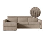 Canap� d'angle convertible couchage 140x190cm en velours c�tel� taupe