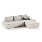 Canap d'angle convertible droit 4 places stratifis blanc crme