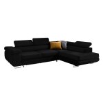Canapé d'angle convertible droit 4 places tissu velours noir Canapé d'angle convertible droit 4 places tissu velours noir