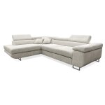 Canap d'angle convertible gauche 4 places coffre velours ctel blanc