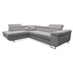 Canap d'angle convertible gauche 4 places coffre velours ctel gris