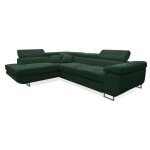 Canap d'angle convertible gauche 4 places coffre velours ctel vert