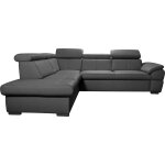 Canap d'angle convertible gauche cuir 5 places gris fonc