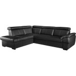 Canap d'angle convertible gauche cuir 5 places noir