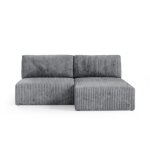 Canapé d'angle convertible et modulable 4 places en côtelé gris Canapé d'angle convertible et modulable 4 places en côtelé gris