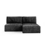 Canapé d'angle convertible modulable 4 places côtelé gris foncé Canapé d'angle convertible modulable 4 places côtelé gris foncé